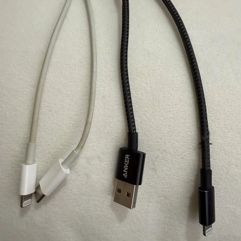 Set of 2 Used Original Apple & Anker Black and White Multi-Connector Cable